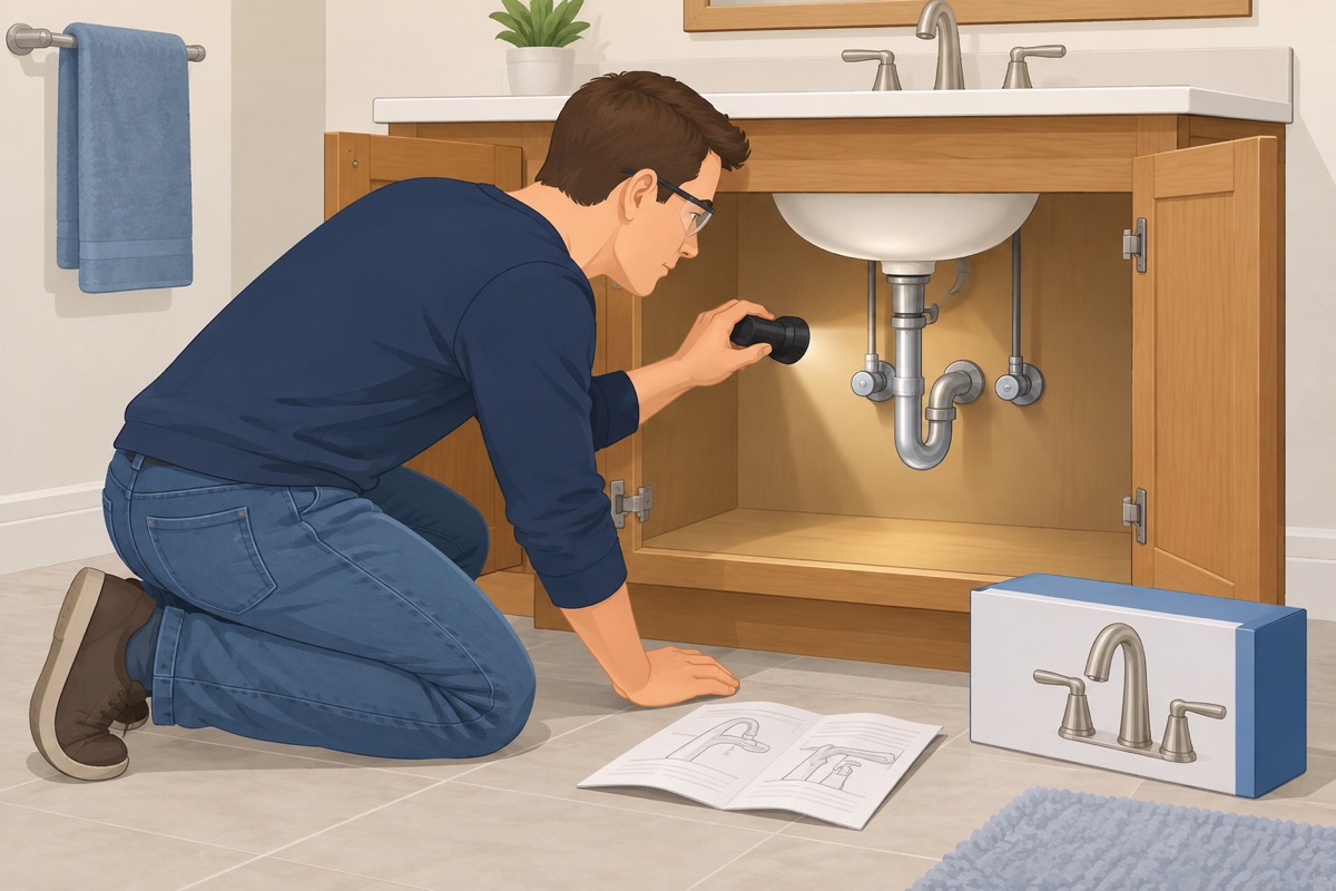 Read the new faucet's sheet and look under the sink