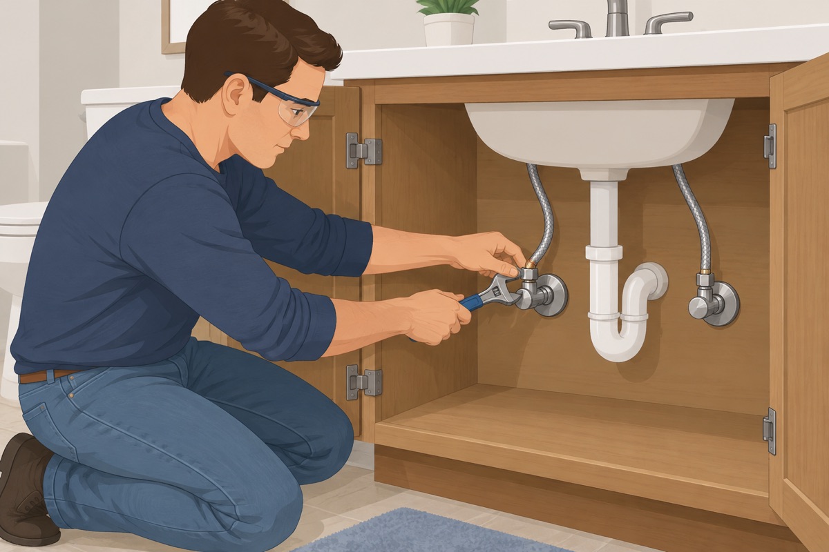 Connect the supply lines and the lift rod