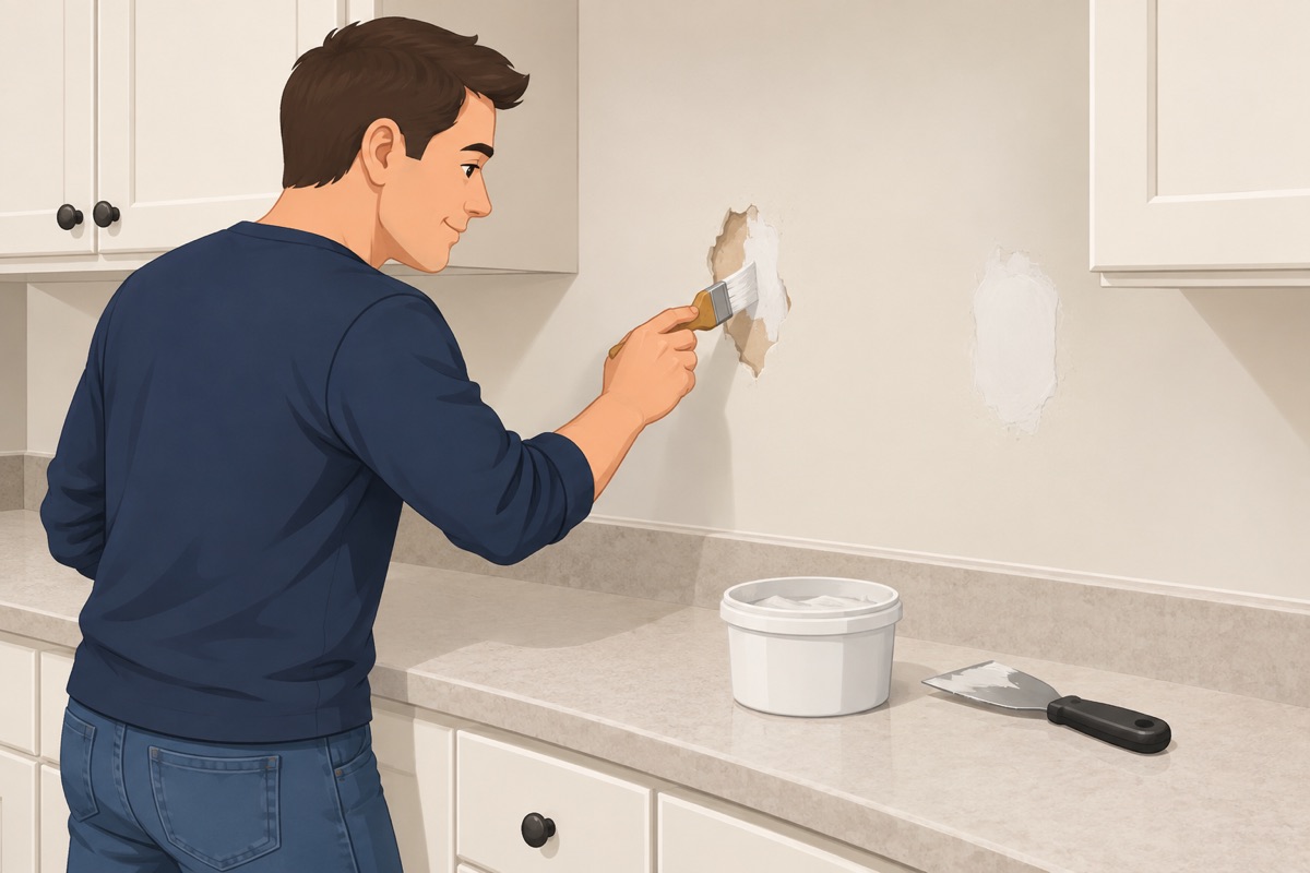Patch the torn and gouged spots