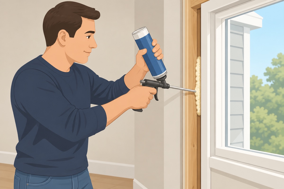 Foam the gap and fasten the trim