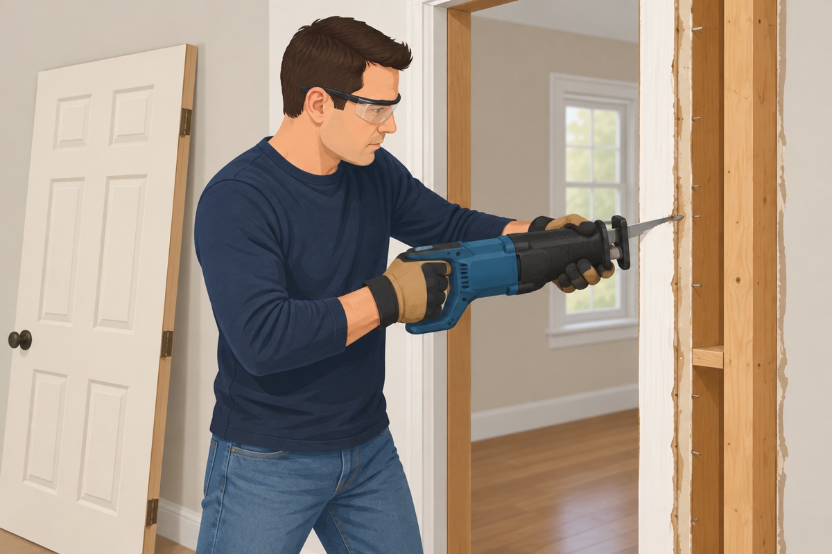 Take out the old door and frame