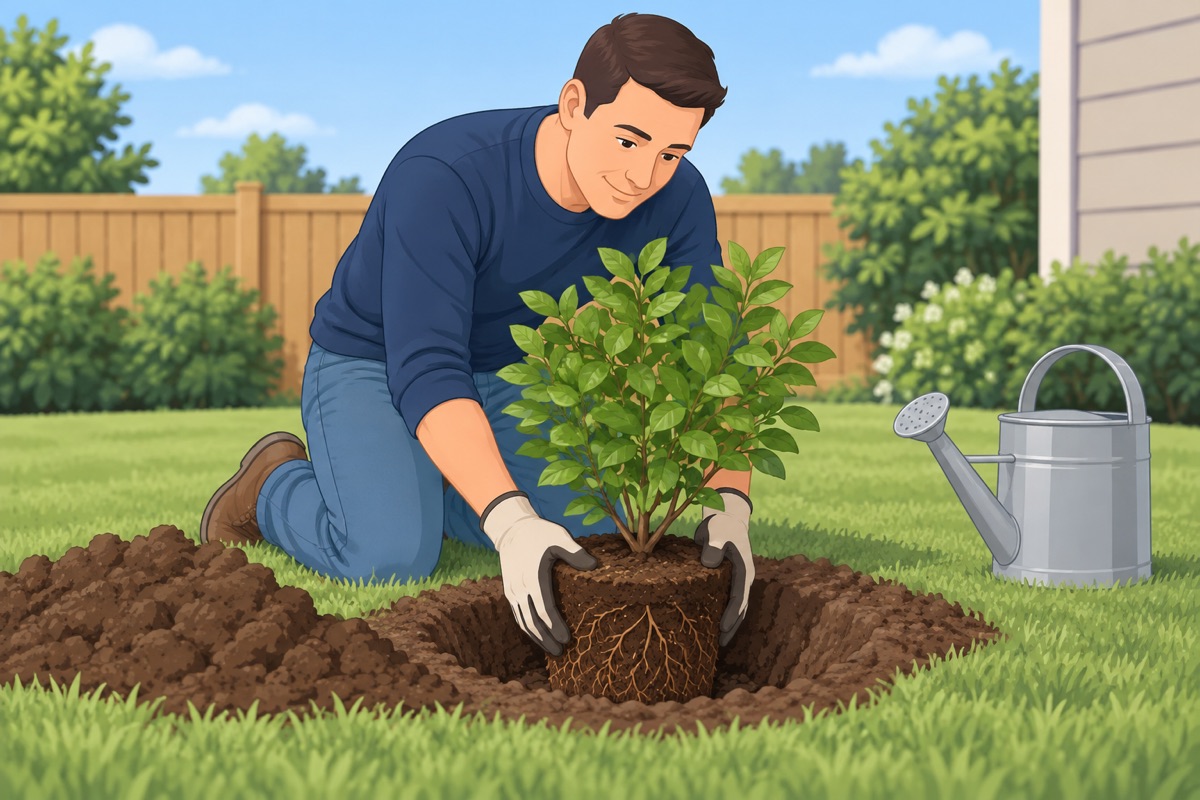 Plant at the pot depth