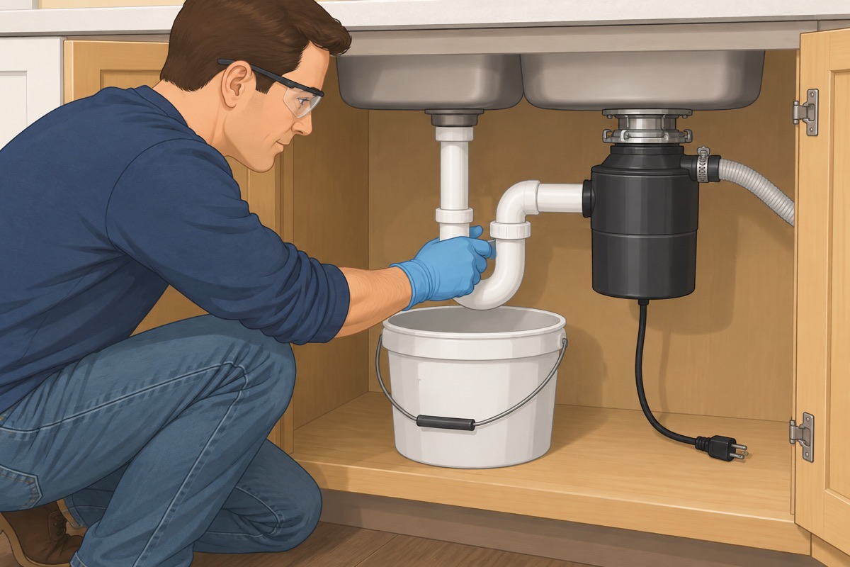 Unhook the drain and the dishwasher hose