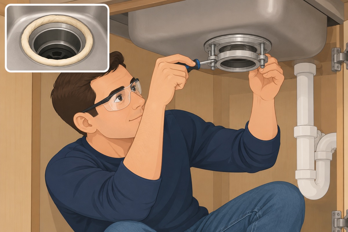 Set the new sink flange and the mounting ring