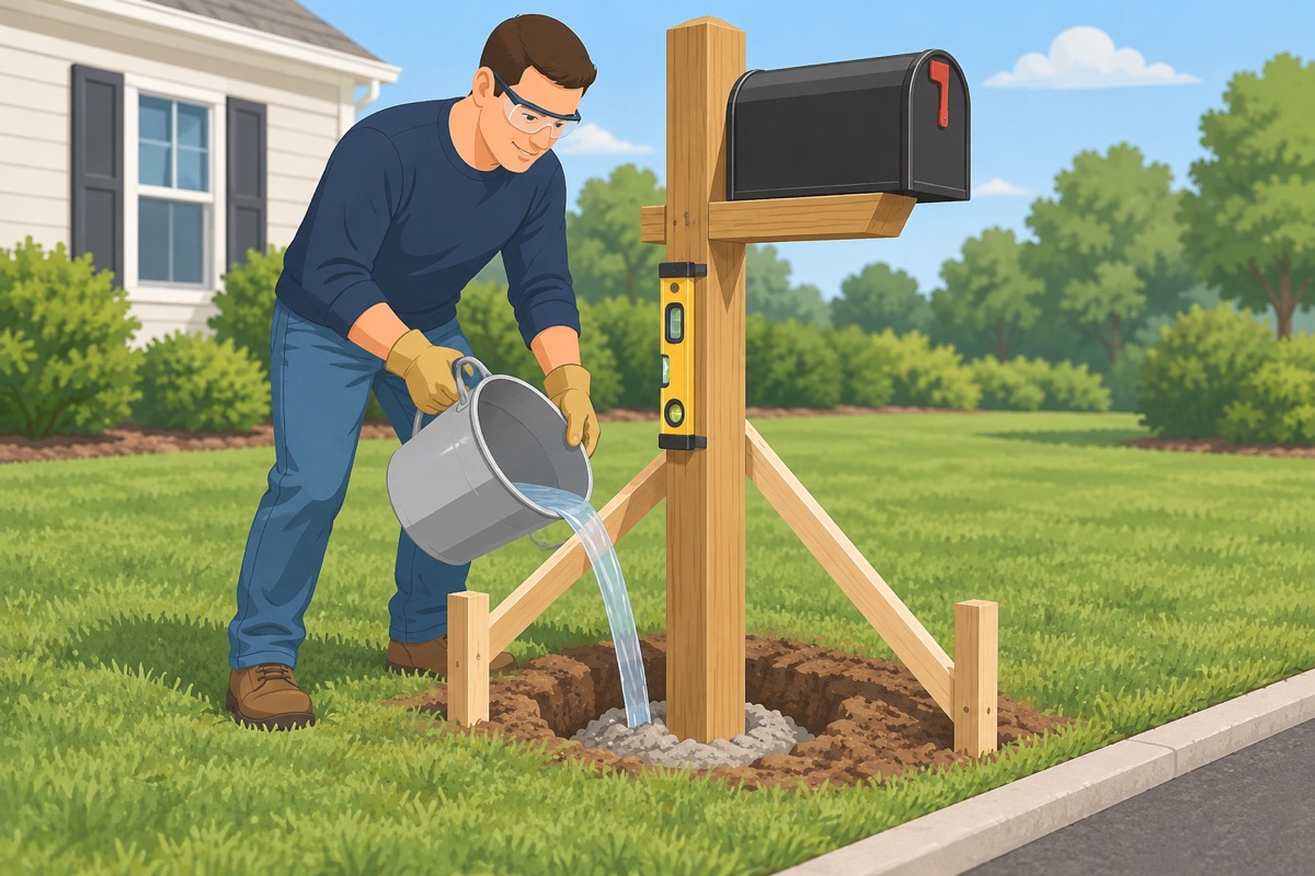Coloca el poste en concreto