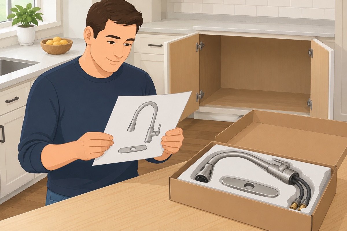 Read the new faucet's sheet and look under the sink