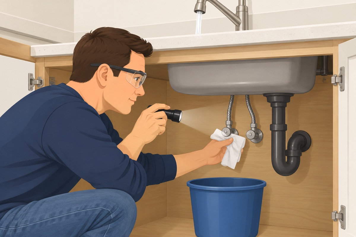 Water on slowly, flush, and test
