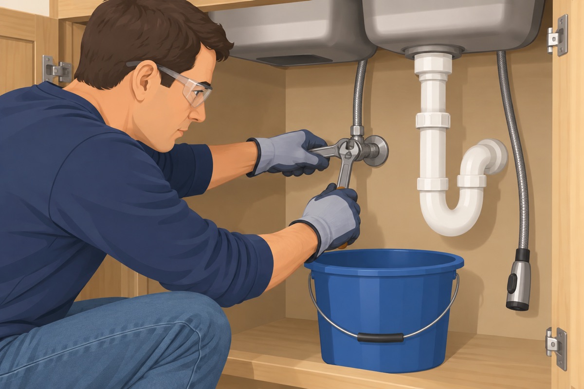 Unhook the supply lines and the spray hose