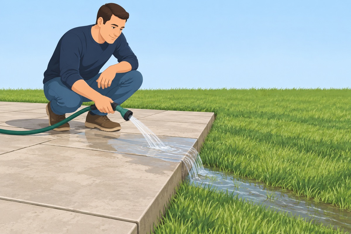 El agua escurre lejos de la casa