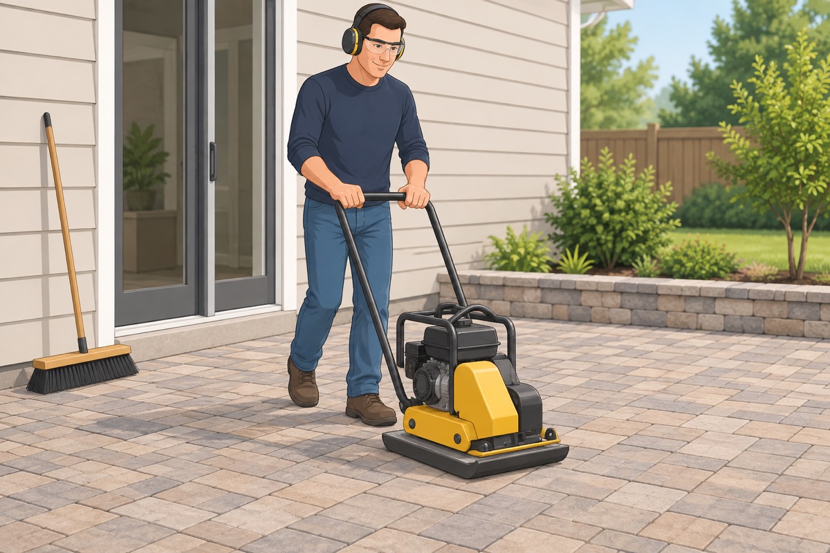 Compact the pavers into the sand