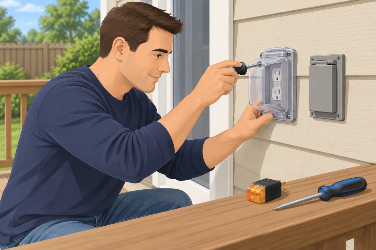 Put an in-use cover on the outdoor outlet