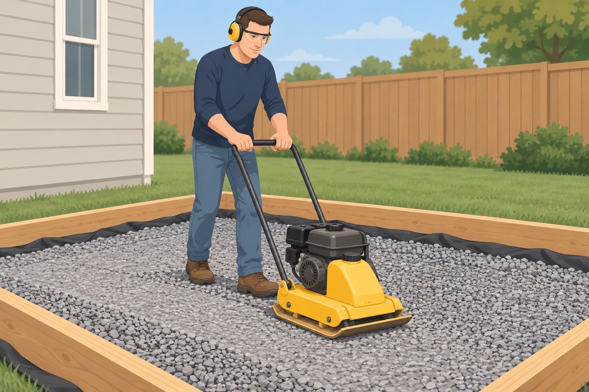 Fill and compact the gravel