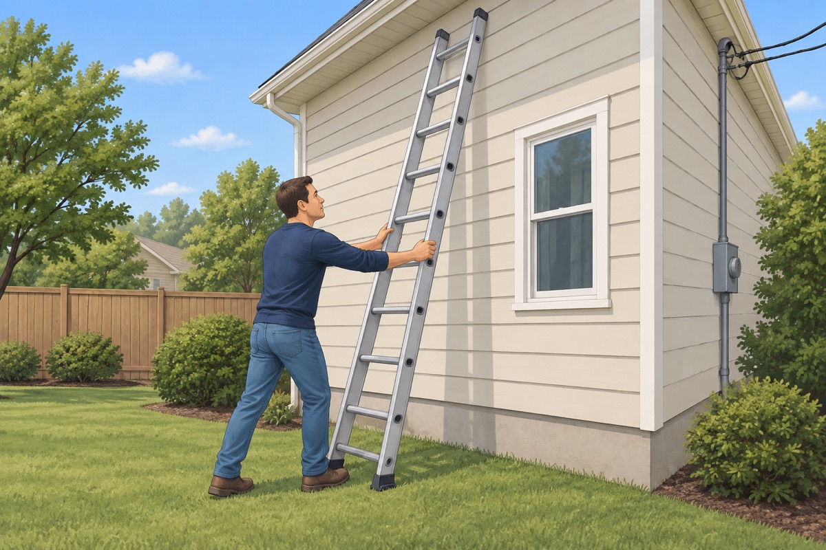 Set the ladder safely