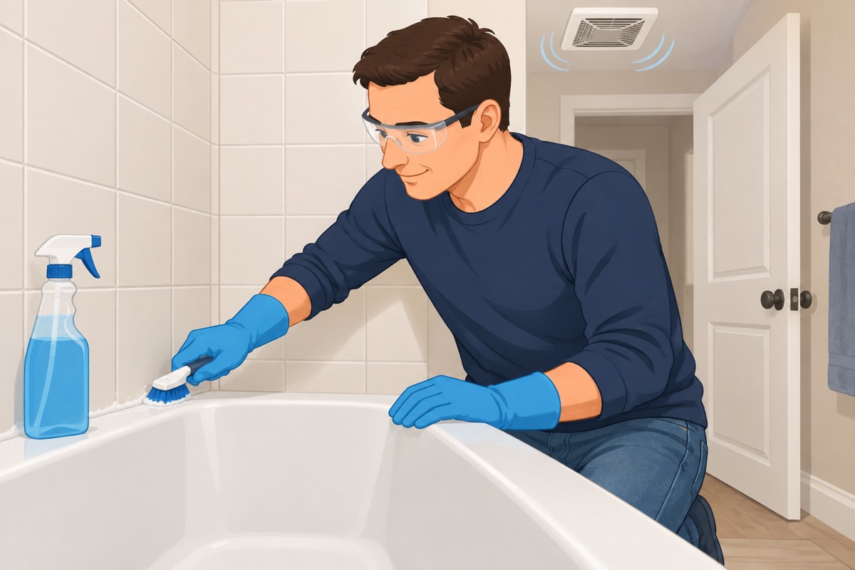 Scrape off every trace and clean off the mildew