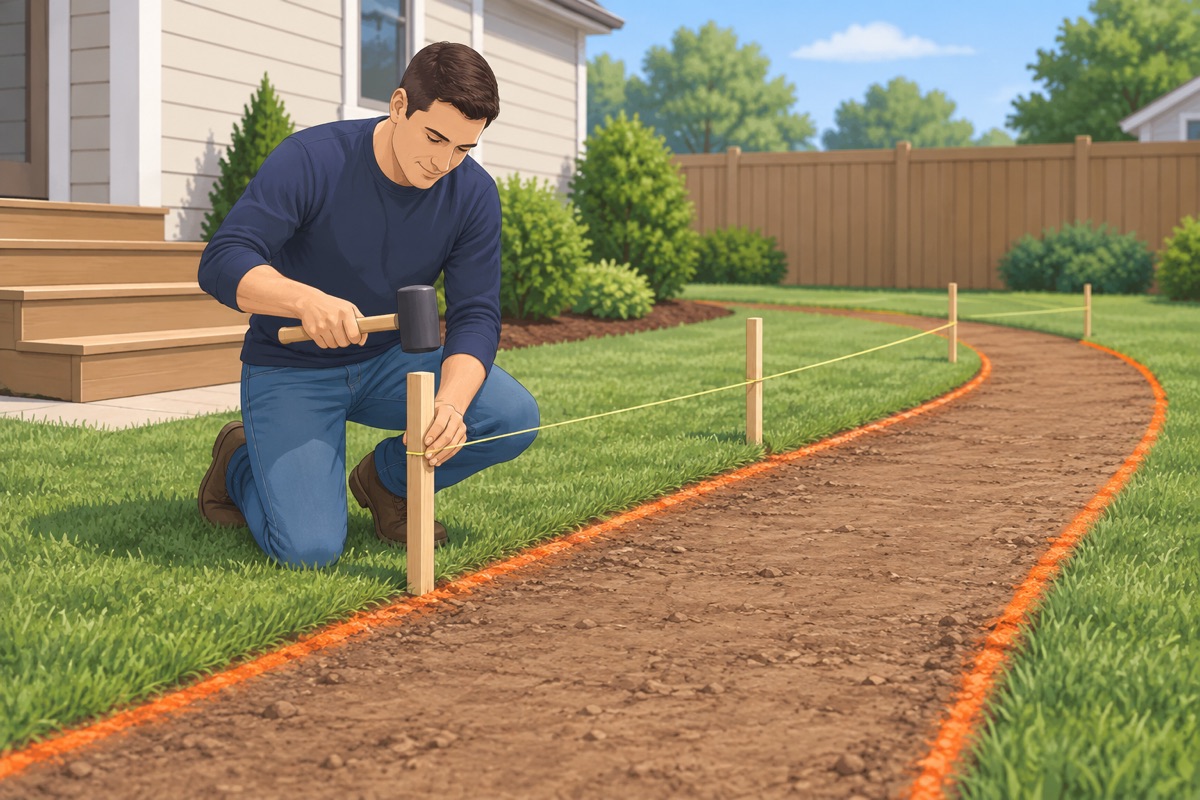 Lay out with stakes and string