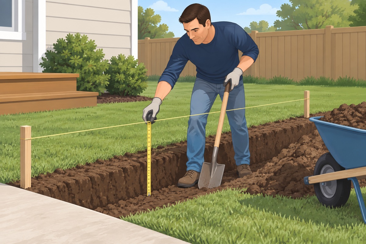 Dig out to the full depth
