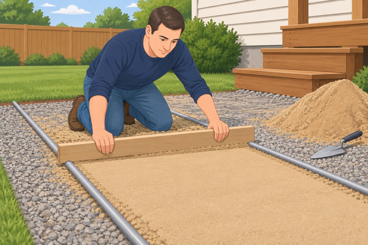 Screed the bedding sand
