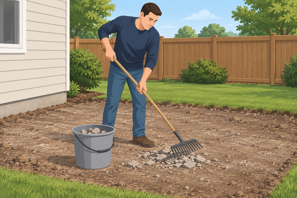 Rake out the rubble and look at the ground