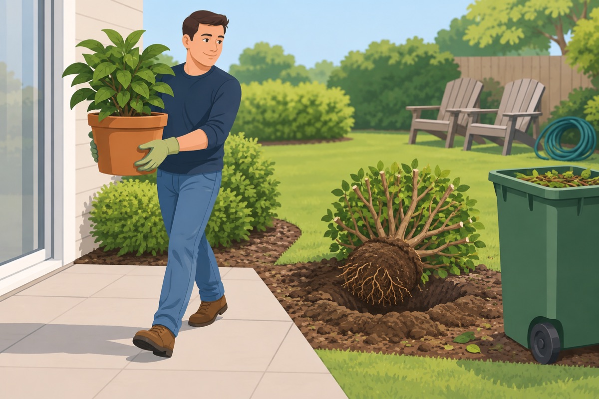Clear the loose things and the plants