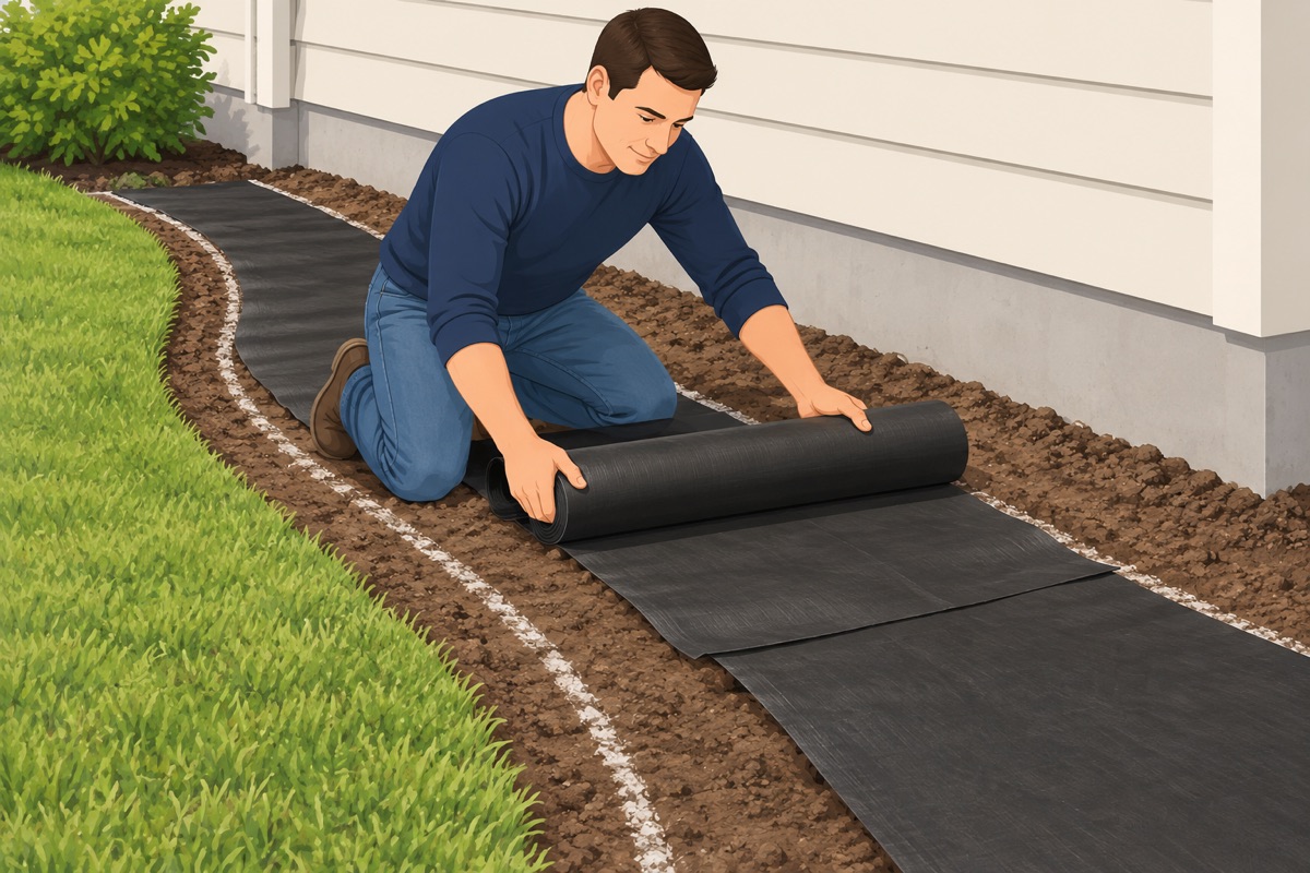 Lay the landscape fabric