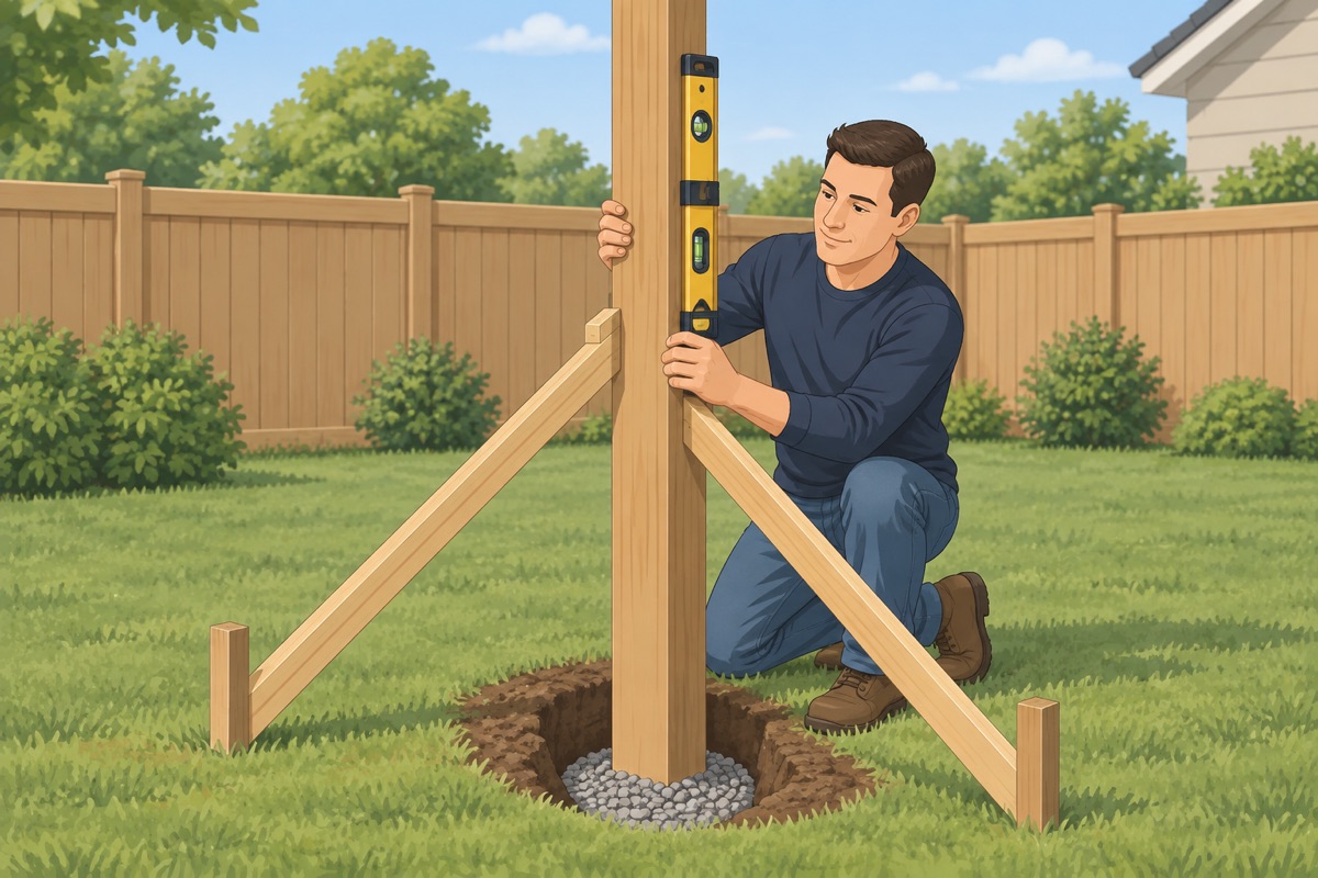 Gravel, then set the corner and end posts