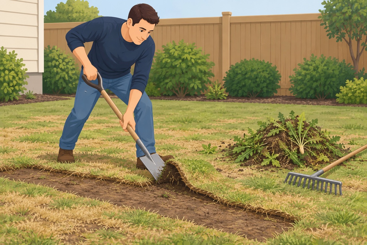 Remove the old grass and weeds