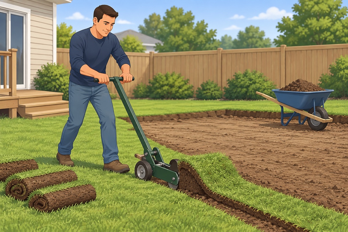 Remove the grass and dig 3 in down