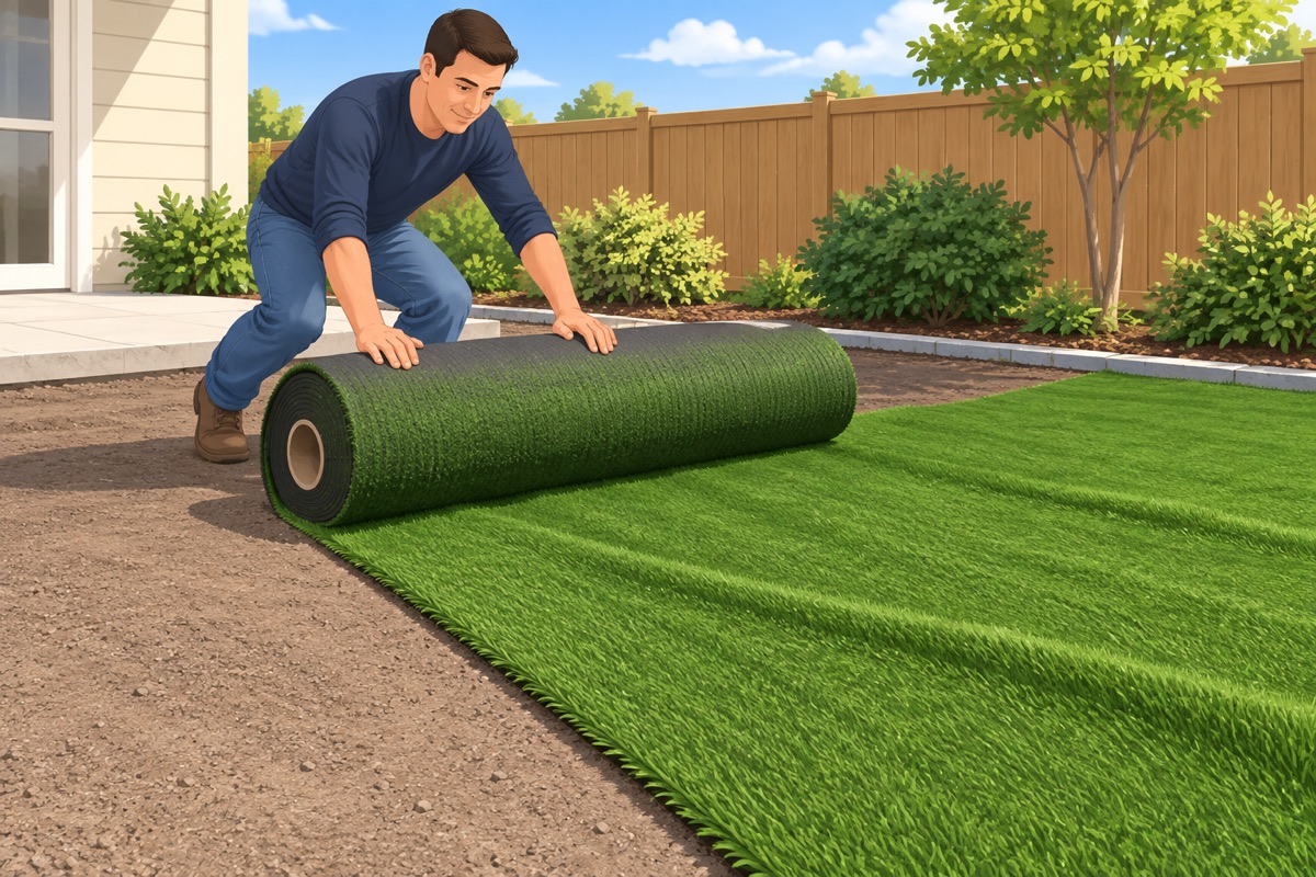 Unroll the turf and let it relax